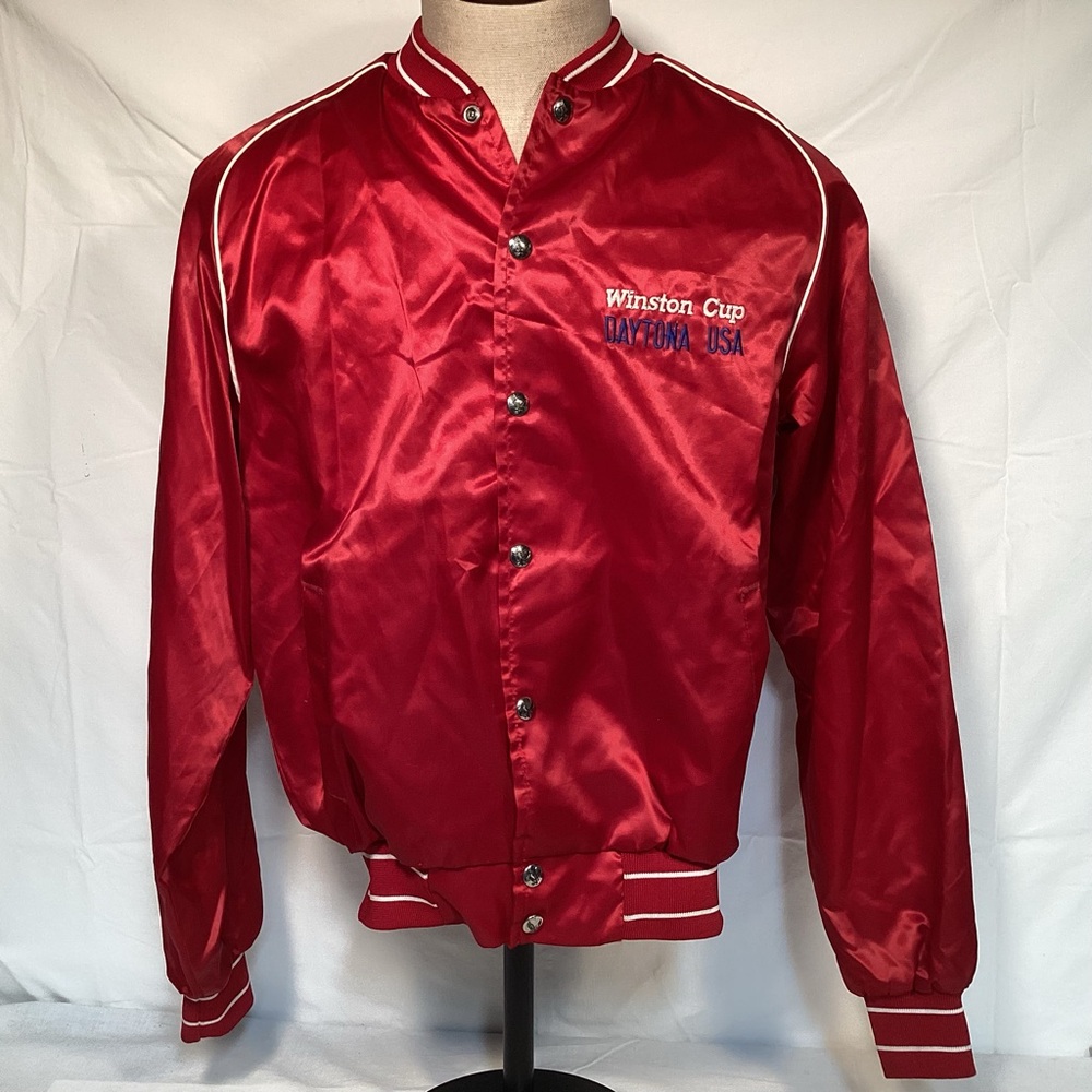 Vintage Winston Cup Daytona USA Men’s Red Satin Jacket Size Large NASCAR